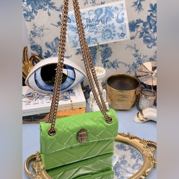 🆕 KURT GEIGER LONDON 🧿 NWOT Leather Mini Kensington Bag, Neon Green - Picture 2 of 15